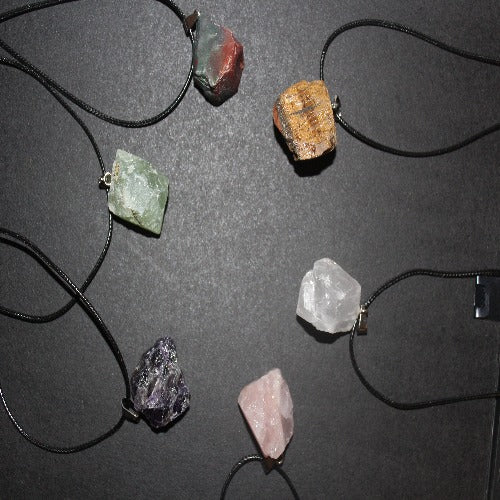 moss agate necklace raw rose quartz necklace