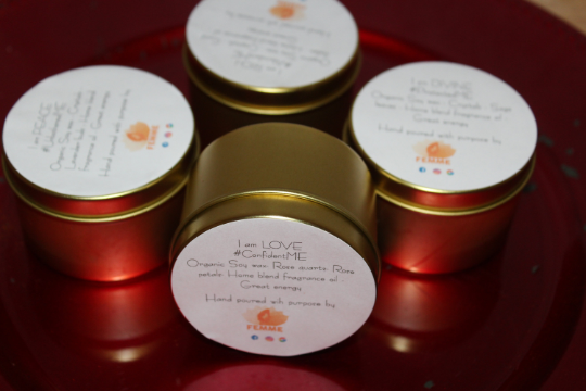 intention candles with crystal