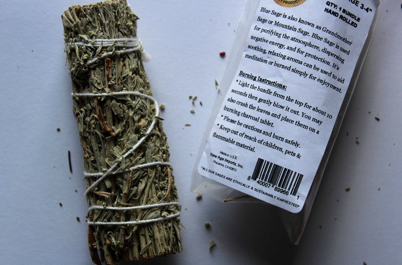 blue sage with white sage stick