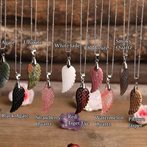 Angel wing gemstones pendant