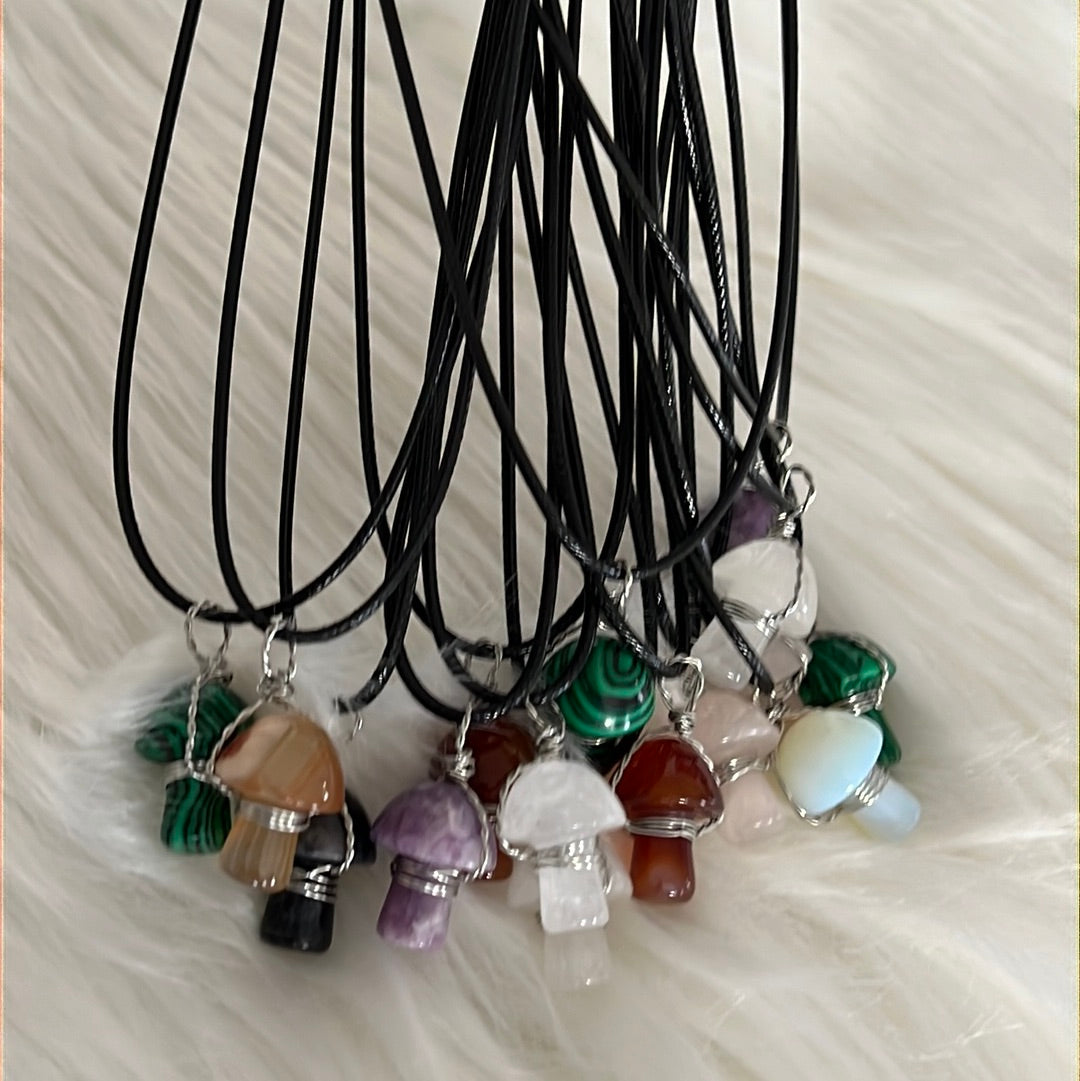 mushroom crystal pendant