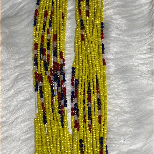 yellow pink blue waist beads