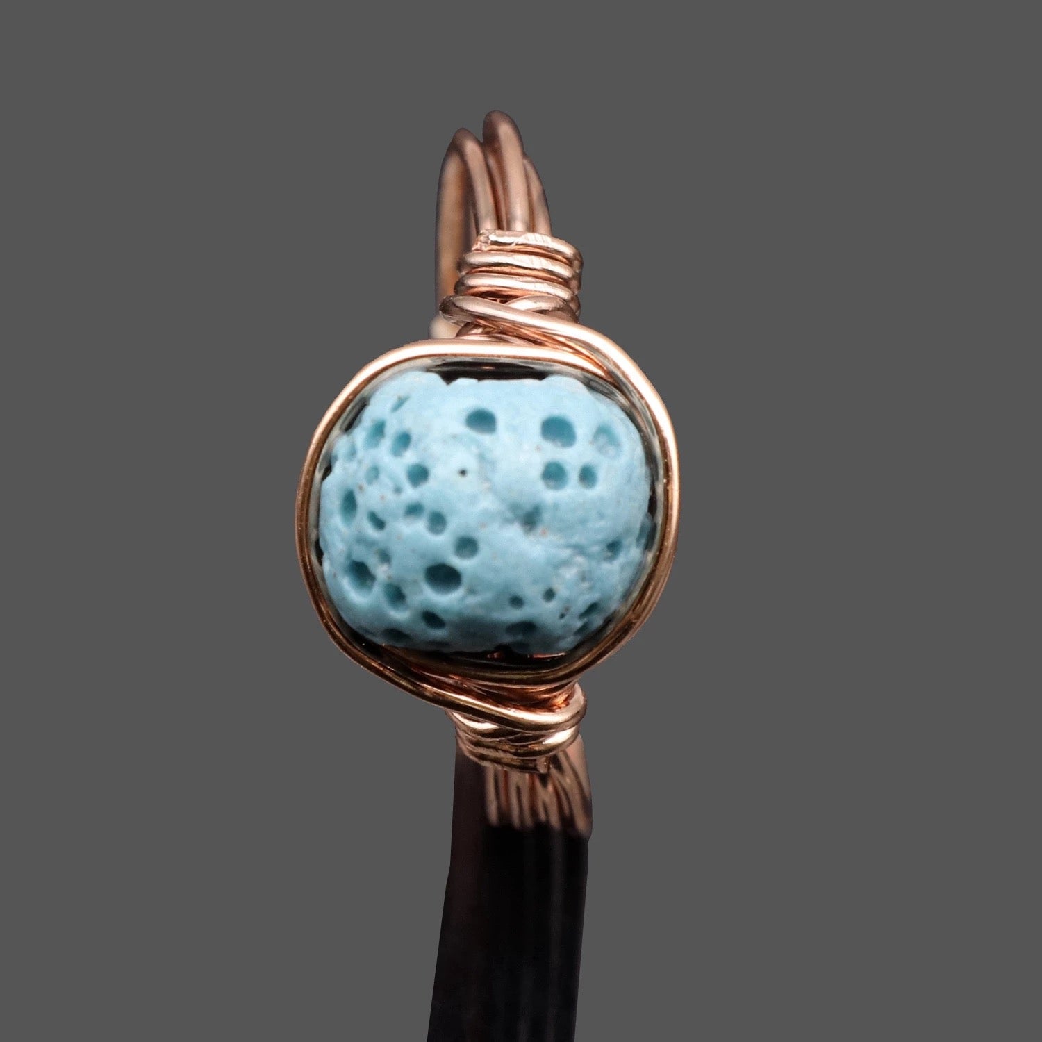 Blue lava bead ring