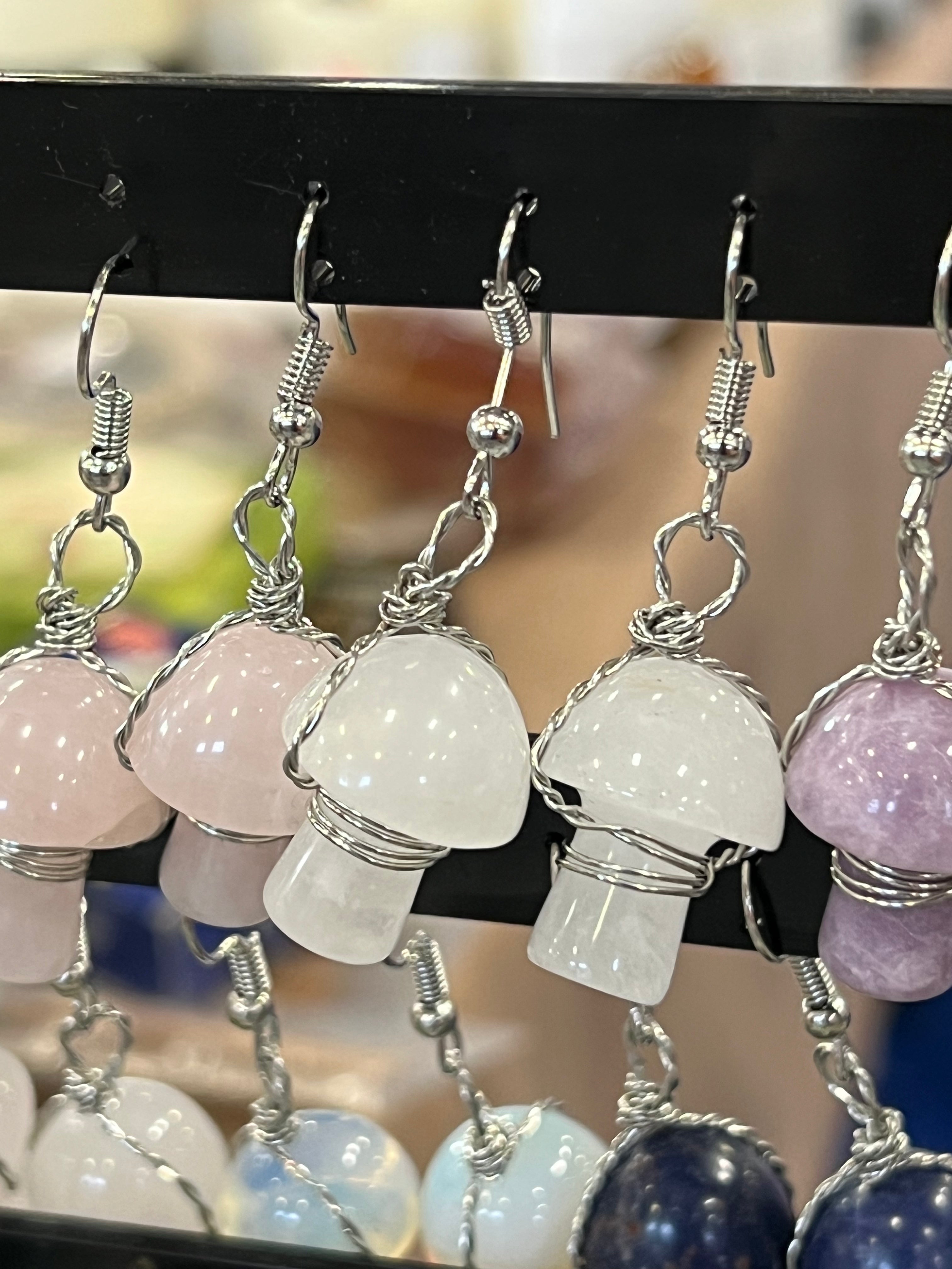 rose quartz mushroom necklace