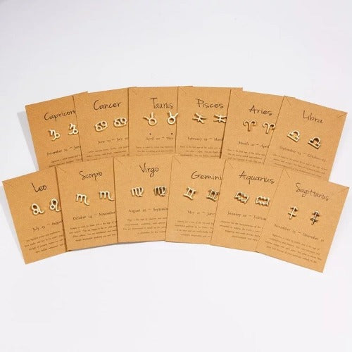 gold zodiac sign earrings