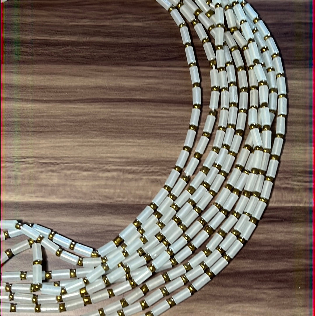 Glow in Dark Waist Beads - Fluorescent & Gold Belly Beads