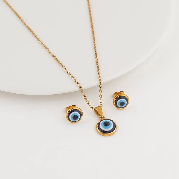 gold evil eye earrings