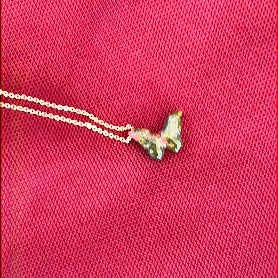 Butterfly Crystal necklace - Elegant Gold gemstone necklace
