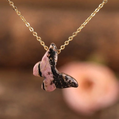 Rhodonite crystal pendant necklace