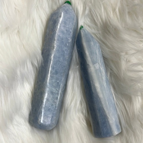 Blue calcite towers