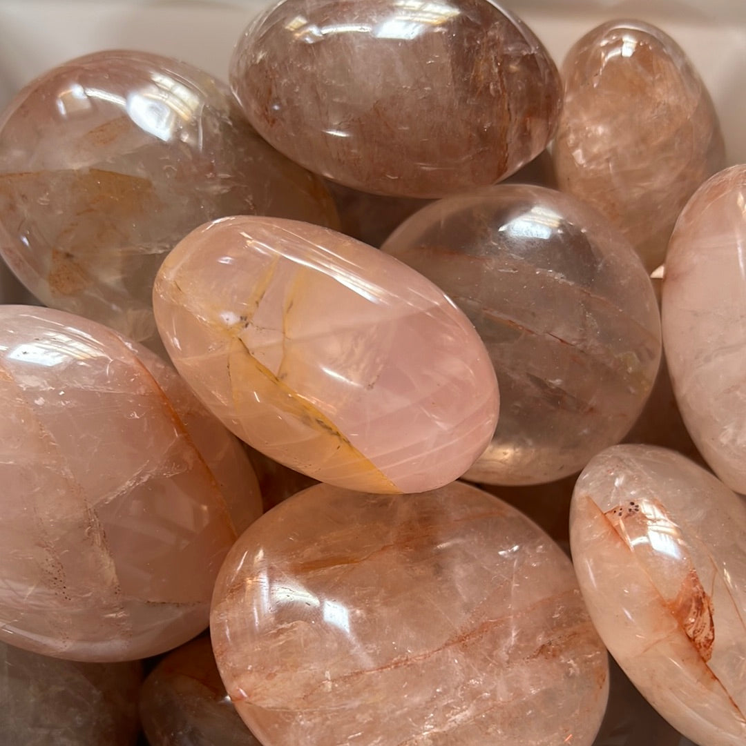 fire quartz palm stone