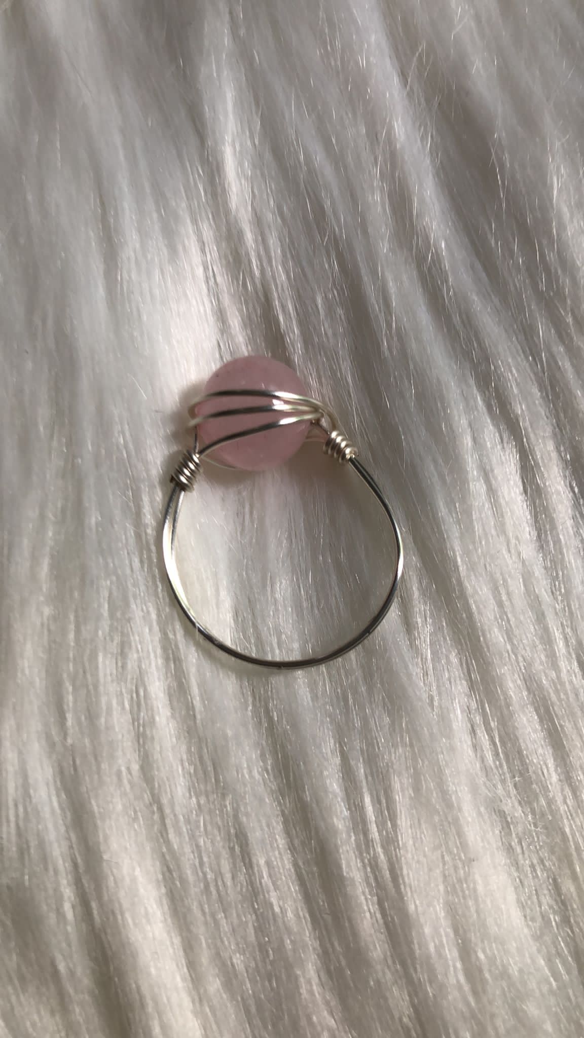 Silver Crystal wire wrapped rings - Hand wrapped copper rings