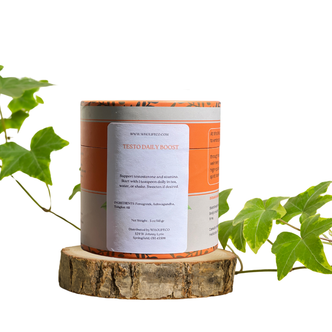 Cylindrical container labeled 'Testo Daily Boost' 