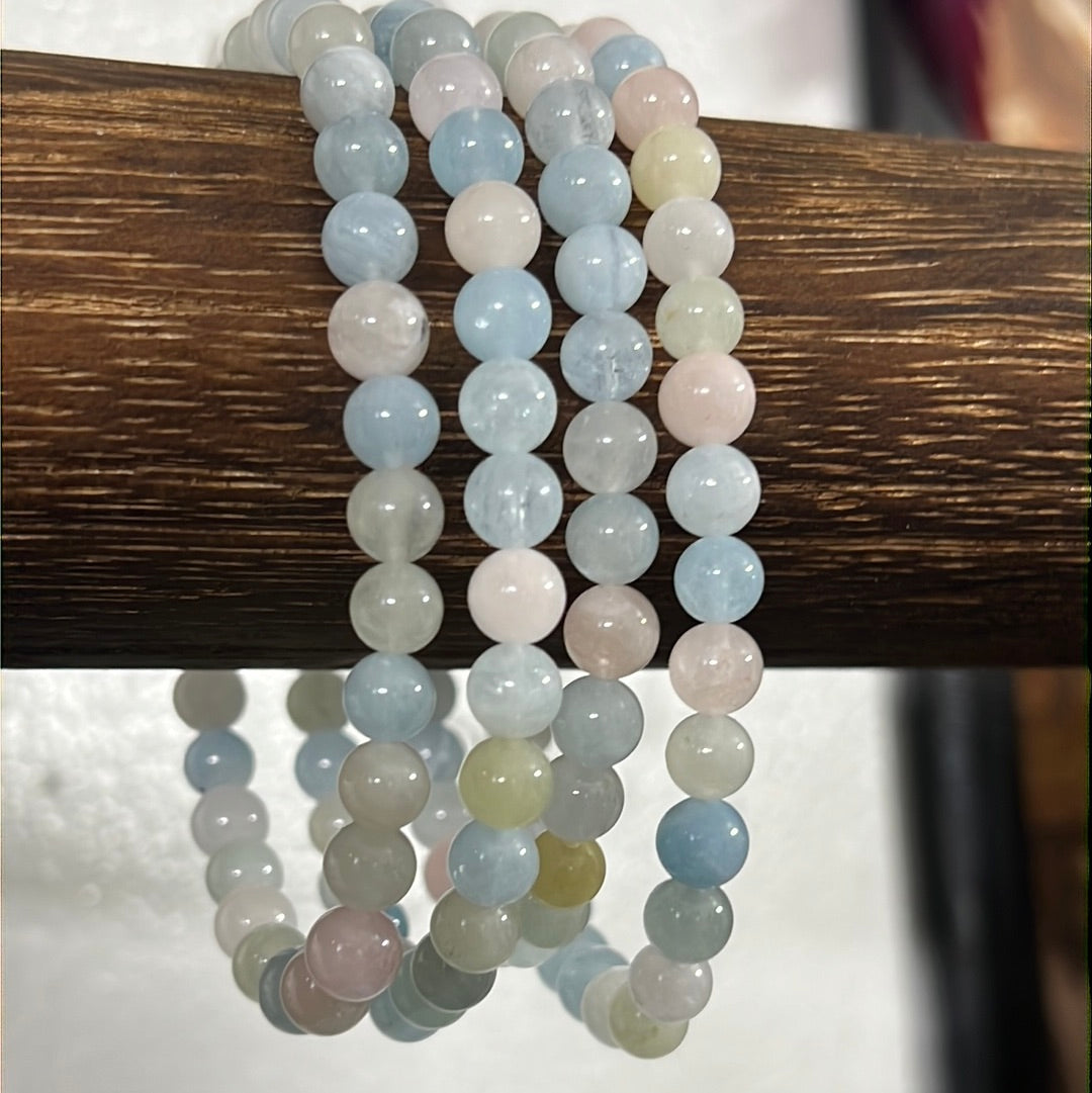 Pulseras de cuentas de morganita - Rosa