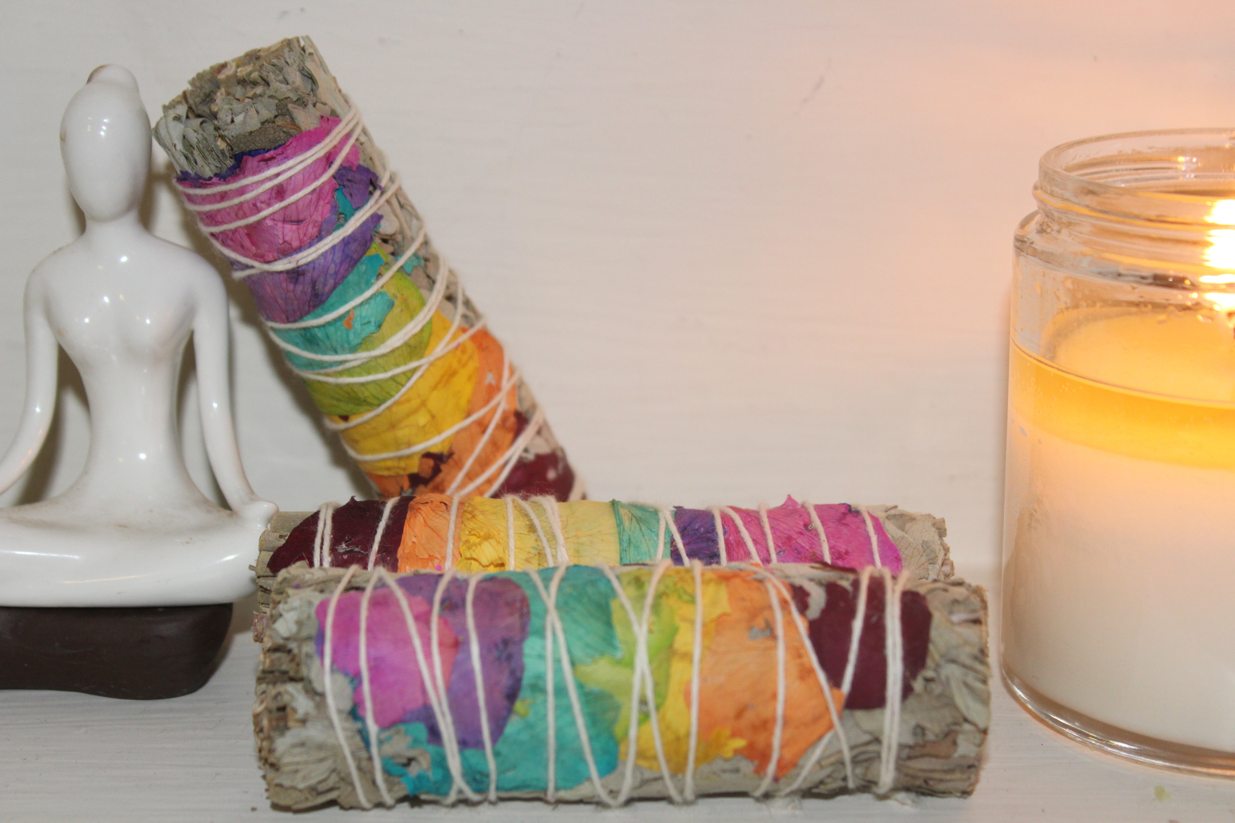 sage with chakra rose petals