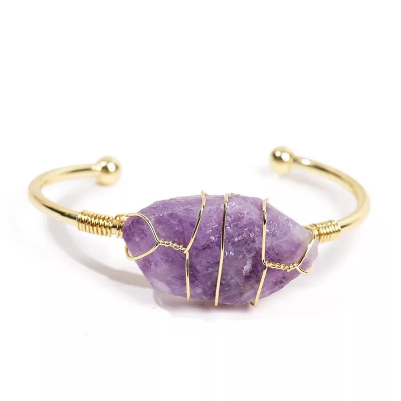 Pulsera de alambre envuelto con cristales curativos