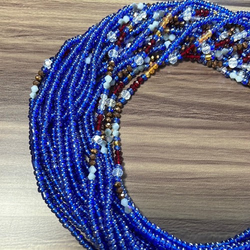 Shiny blue color waist beads