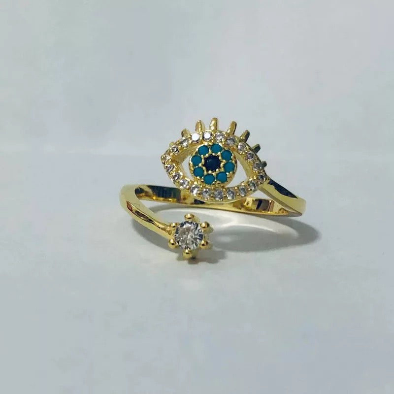 gold evil eye ring