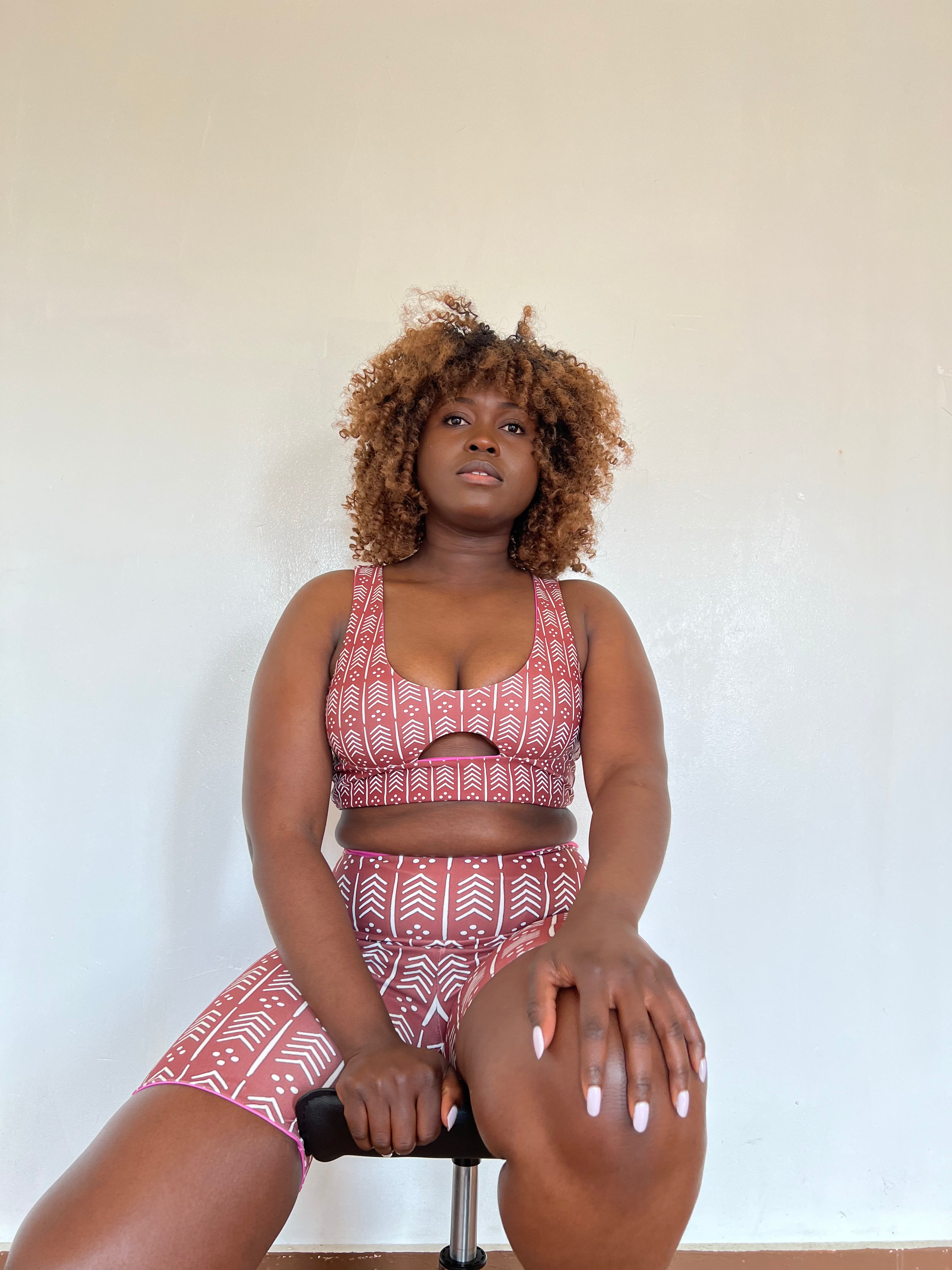 Brown nude reversible yoga top