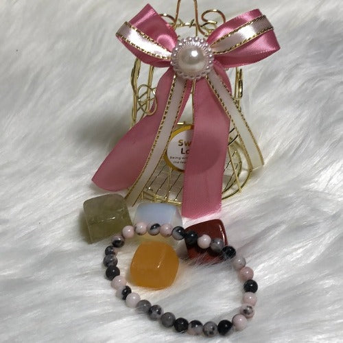 gold crystal holder with opalite
