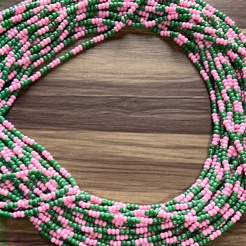 Pink & Green waist beads - AKA sorority inspired body jewelry