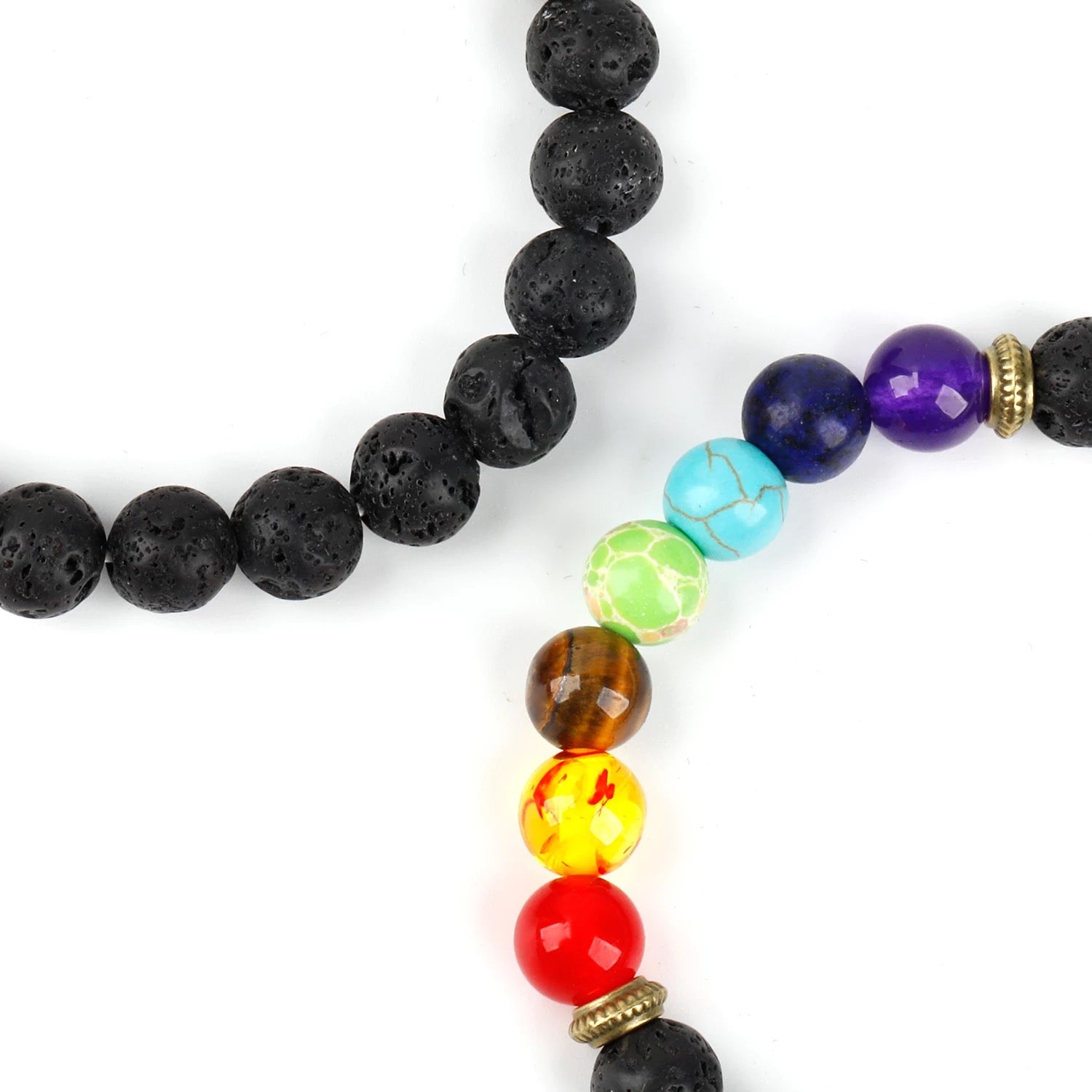 Pulsera curativa de los 7 chakras | Cuentas de lava negra | Pulsera con difusor de aceites