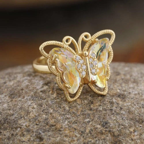 Anillo de mariposa de cristal - Anillo Fidget Spinner