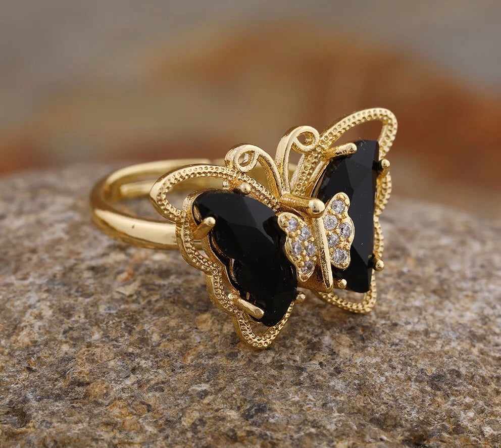 Anillo de mariposa de cristal - Anillo Fidget Spinner