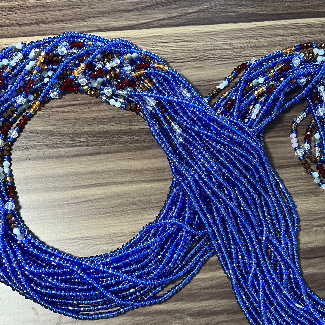 Crystal Shiny Blue African Waist Beads