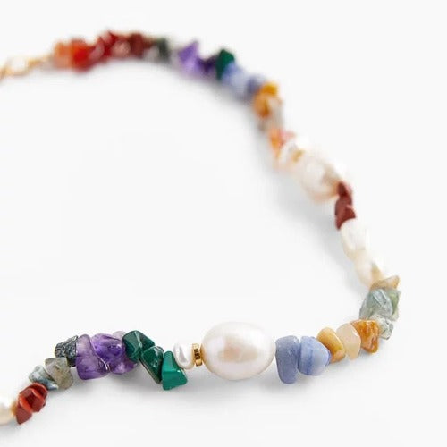 Healing crystals chips necklace- 7 chakras choker necklace